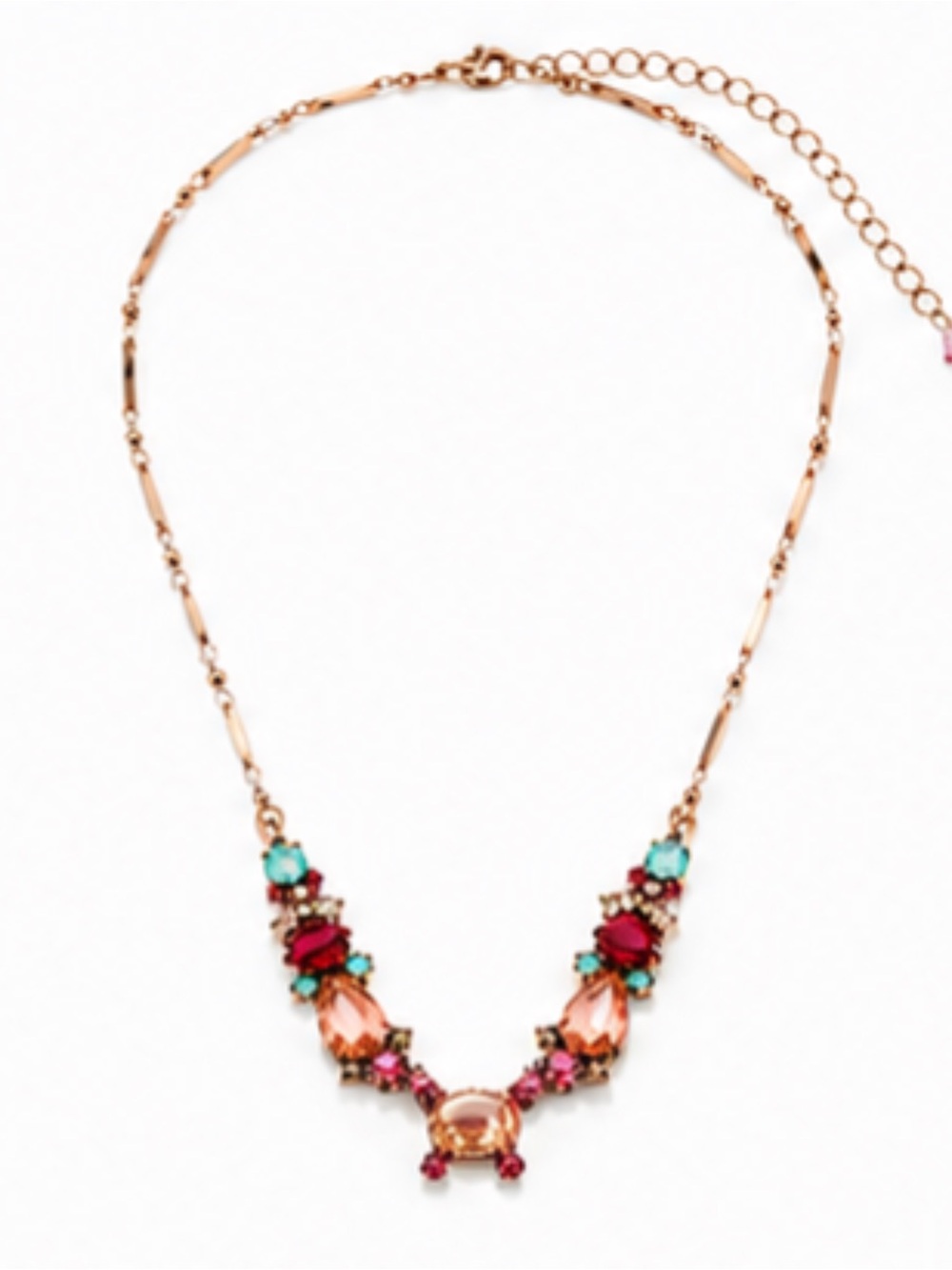 Vintage Pink Mint Crystal Rhinestone Resin Statement Necklace Antique Gold Ton